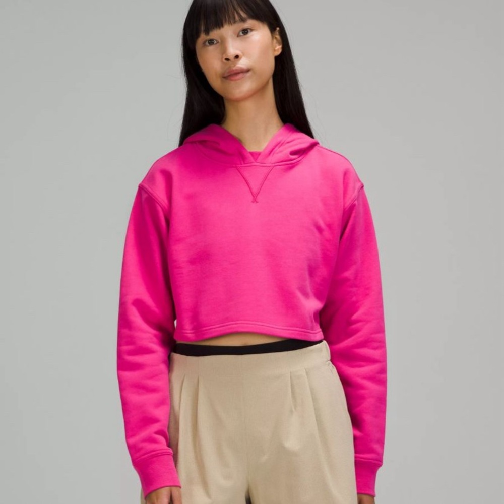 Lululemon all yours cropped hoodie sonic pink size 18